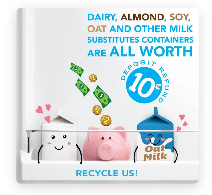 Dairy almond soy oats and other milk substitutes are all worth 10 cents